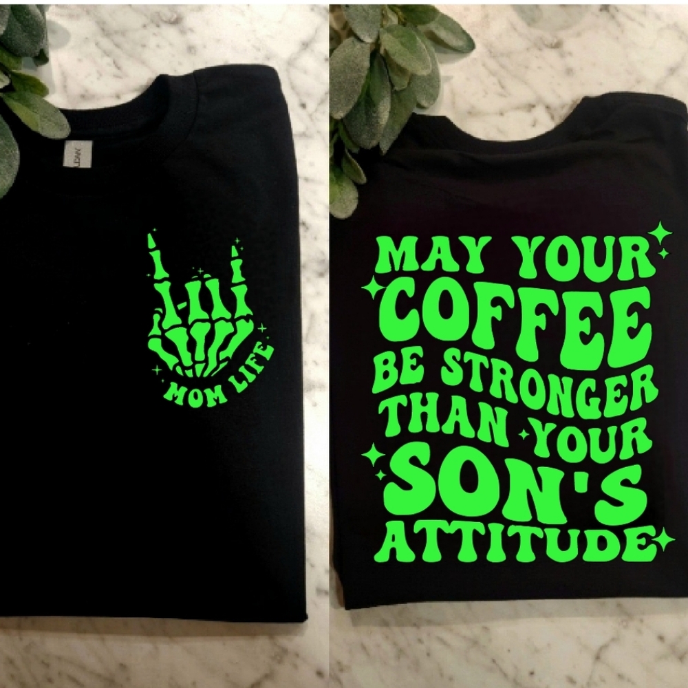 Boy Mom shirt funny coffee stronger than your sons attitude boy mama lime green